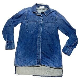 ONE X ONE TEASPOON Womens Shirt Dress Size Small Blue Denim Snap Buttons Long